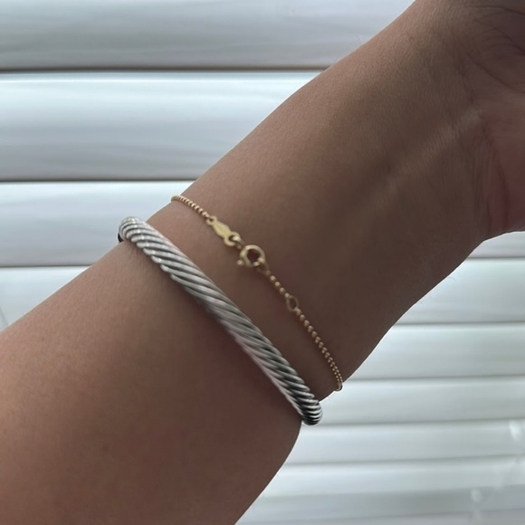 14K AND STERLING SILVER DAVID YURMAN CLASSIC CABLE BRACELET | BLUE TOPAZ - Picture 5 of 7